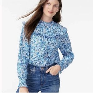 J.Crew Smocked Popover Top in Liberty Elysian Day Floral Size Medium